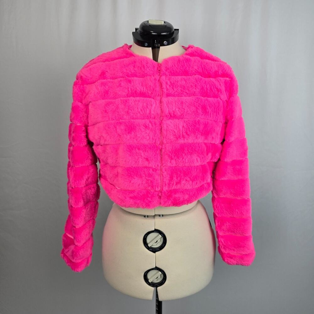 Hot Pink Faux Fur Bomber Jacket